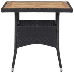5 pcs conjunto de jantar p/ jardim vime PE/madeira maciça preto