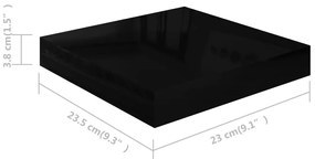 Prateleiras de parede suspensas 2 pcs 23x23,5x3,8cm MDF preto