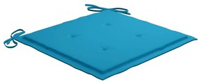 Cadeiras de jardim c/ almofadões azuis 8 pcs teca maciça