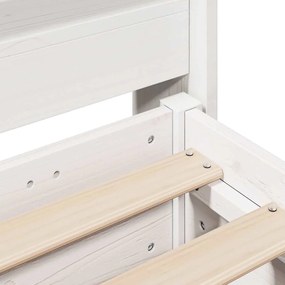 Cama sem colchão 140x200 cm madeira de pinho maciça branco