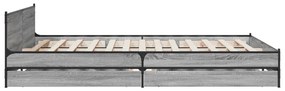 Estrutura de cama c/ gavetas derivados madeira cinza sonoma