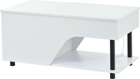 Mesa de centro regulável em altura com arrumação oculta, Branco | AOSOM Portugal