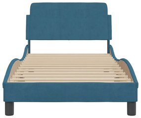 Estrutura de cama com cabeceira 80x200 cm veludo azul