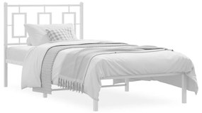 vidaXL Estrutura de cama com cabeceira 90x190 cm metal branco