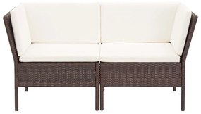 Conjunto lounge jardim c/ almofadões 6 pcs vime PE castanho