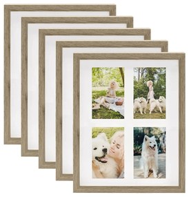 332723 vidaXL Molduras 3D 5 pcs madeira escura 28x35cm p/ foto de 4x(10x15cm)