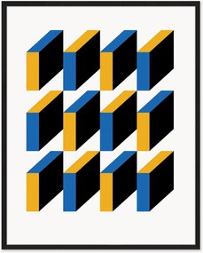 Impressão digital emoldurada Bauhaus Abstract Squares