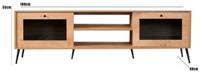 Móvel TV Calvin – Carvalho e Preto – 180x55x40 cm
