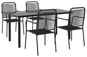 5 pcs conjunto de jantar p/ jardim corda de algodão e aço preto