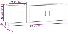 2 pcs conjunto móveis de TV derivados madeira branco brilhante