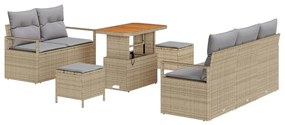 Conjunto de sofá para o jardim com 8 peças e almofadas bege em rattan