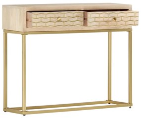 Mesa consola 90x30x75 cm madeira de mangueira maciça dourado