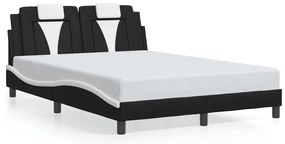 Estrutura cama c/ luzes LED 120x200cm couro artif. preto/branco