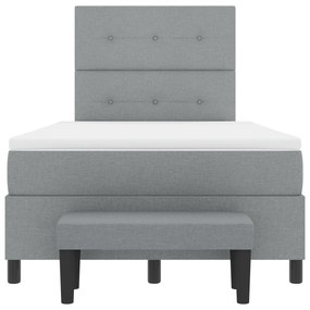 Cama Box Spring com Colchão &amp; Banco Cinza-claro 120x190 cm Tecido