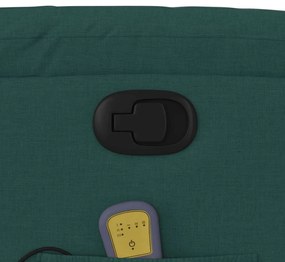 Poltrona de massagens reclinável tecido verde-escuro