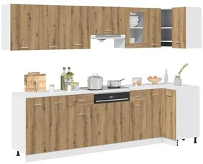 vidaXL 11 pcs armário cozinha conj. deriv. madeira carvalho artisiano