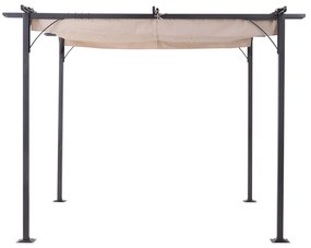 Gazebo  com telhado retrátil Pergola para jardim com terraço ou pátio Gazebo com Tecido de Poliéster Resistente à Água e UV 3x3m