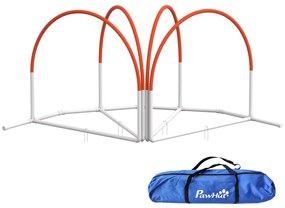 Pawhut Conjunto de Agilidade para Cães 4 Peças Bolsa de Transporte Plástico 89x69x99 cm Branco Laranja | Aosom Portugal