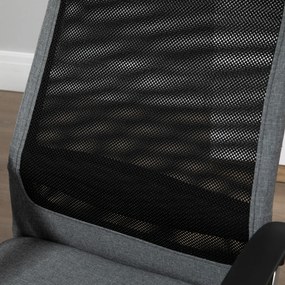 Vinsetto Cadeira de escritório ergonômica giratória e basculante com altura de assento ajustável 62x62x118-128 cm Cinza