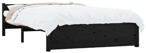 Estrutura de cama casal 135x190 cm madeira maciça preto