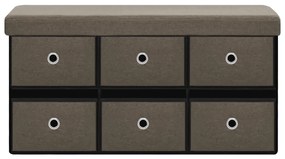 Banco de arrumação dobrável 76x38x38 cm linho falso castanho