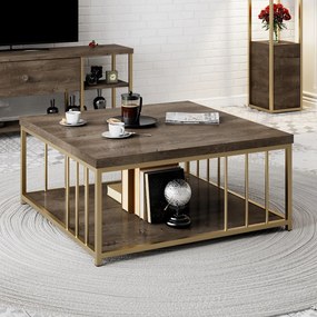 Mesa de Centro Zenn – Noz Dourado – 90x90x40 cm