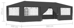 Tenda festas com paredes laterais 4x9m 90g/m² antracite