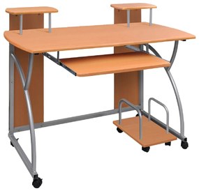 vidaXL Secretária computador 110x52x88,5 cm derivados madeira castanho
