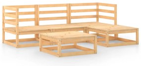 5 pcs conjunto lounge de jardim pinho maciço