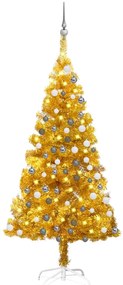 vidaXL Árvore Natal artificial pré-iluminada c/bolas 150cm PET dourado