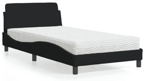 Cama com colchão 100x200 cm tecido preto