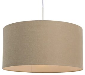Candeeiro de suspensão rústico branco com cúpula castanho claro 50cm - Combi Moderno