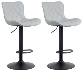 Conjunto de 2 bancos de bar Emma em couro sintético 48 x 83-107 x 54 cm Cinzento