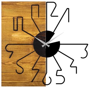 Relógio de Parede Decorativo Mas-029 – Nogueira e Preto – 58 x 3 x 58