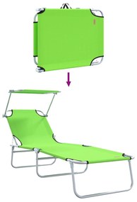 Espreguiçadeiras Dobráveis 2 pcs com Teto Verde Tecido Oxford 600D