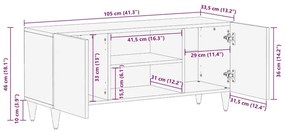 Móvel de TV 105x33,5x46 cm madeira de mangueira maciça