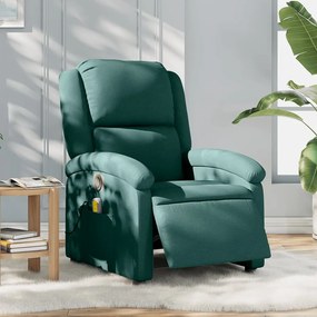 vidaXL Poltrona reclinável de massagens elétrica tecido verde-escuro