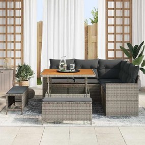 Conjunto de Sofá de Jardim VidaXL de 8 Peças com Almofadas Cinza Ratta