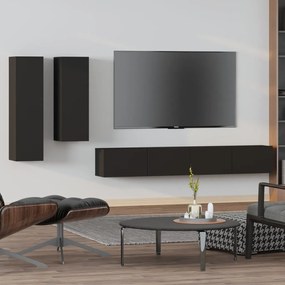 vidaXL Conjunto móveis de TV 4 pcs madeira processada preto