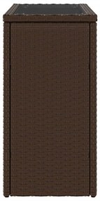 Mesa de apoio jardim tampo vidro 58x27,5x55 cm vime PE castanho