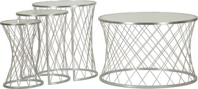 CONJUNTO 4 MESAS NOAH PRATA Ø 70X45-47X54,5-36x50-28x45 CM
