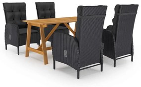 vidaXL 5 pcs conjunto de jantar para jardim preto