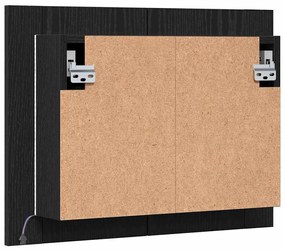 Armário de Espelho LED para Casa de Banho vidaXL Preto Carvalho 60x12x
