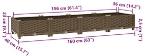 Canteiro elevado 160x40x23 cm polipropileno