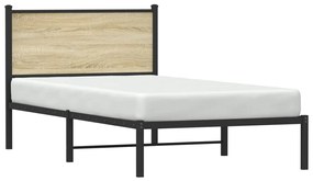 Estrutura de cama sem colchão 107x203 cm metal carvalho sonoma