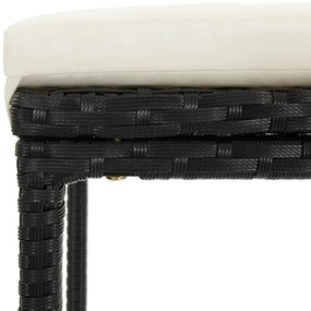 Bancos de bar com almofadões 4 pcs vime PE preto