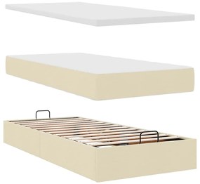 Estrutura de cama otomana com creme de colchão 100x200cm tecido