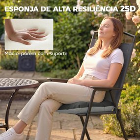 Conjunto de 4 Almofadas para Cadeiras de Jardim (NÃO INCLUIDAS)com Laços e Base Antiderrapante Impermeáveis 39,5x39,5x10 cm Cinza Escuro