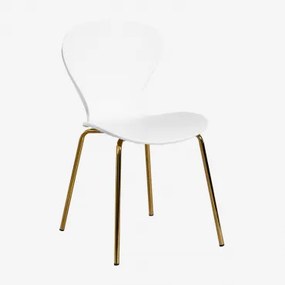 Cadeira De Jantar Empilhável Uit Dourado & Polipropileno Branco - Sklum