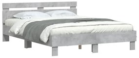 Estrutura de cama c/ cabeceira derivados madeira cinza-cimento
